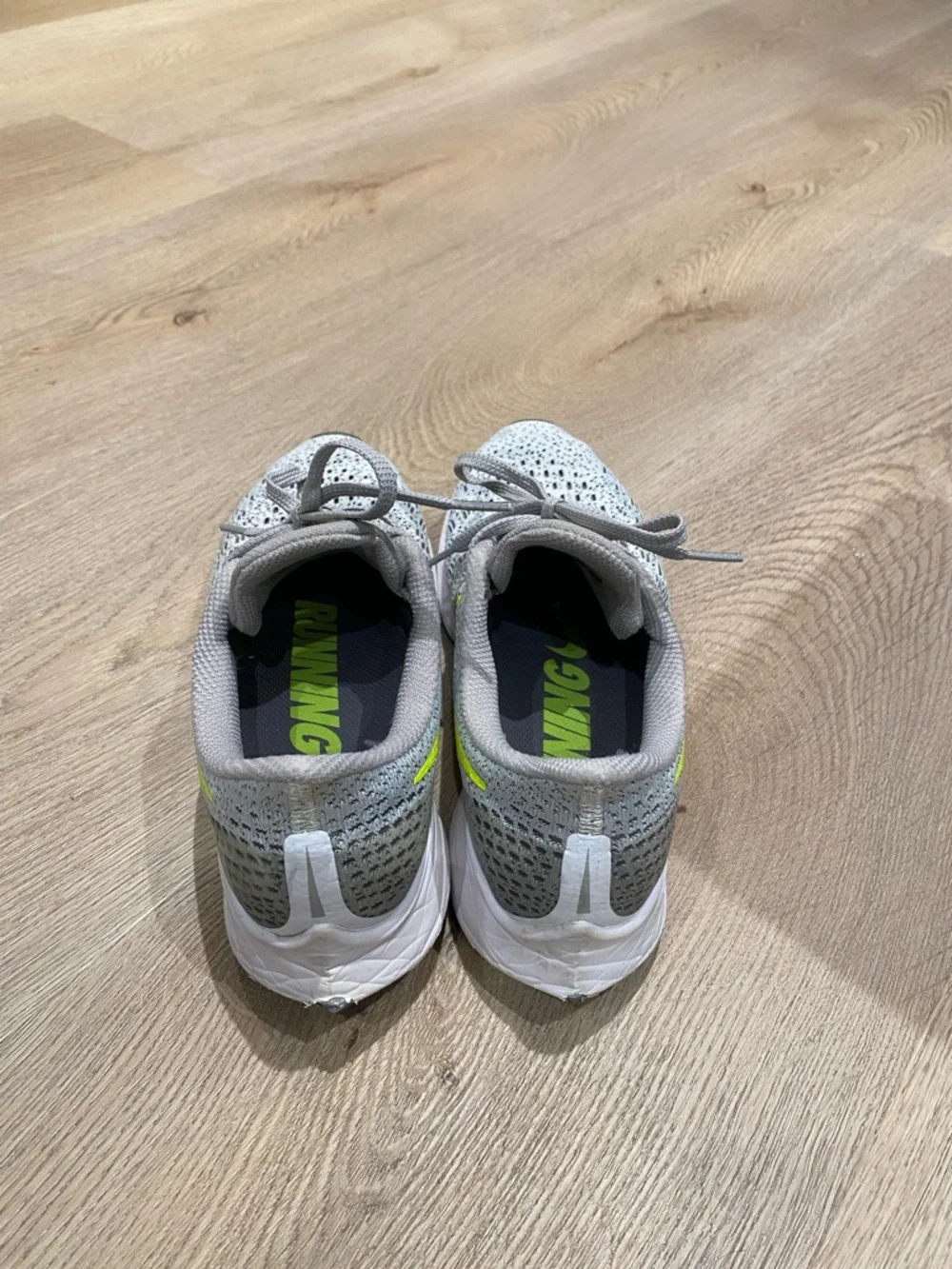 Nike Gray Knit Running Shoes with Neon Yellow Swoosh - Picture 3 of 4